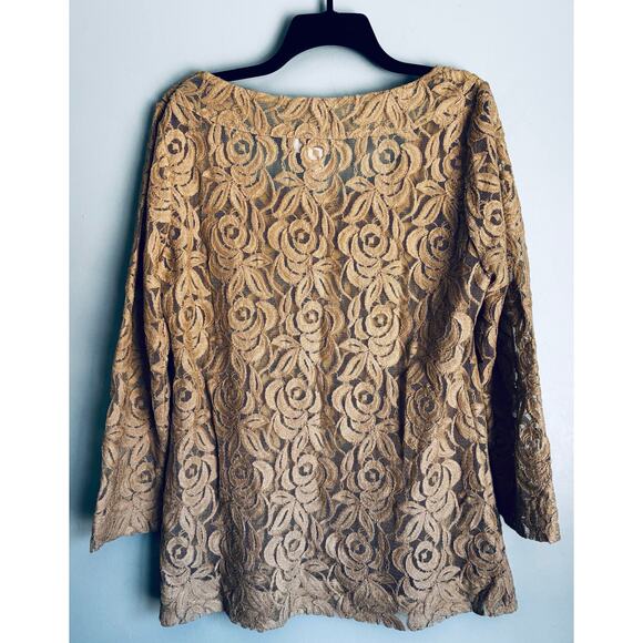Soft Surroundings Lace Blouse Tunic Tan Large Elegant - Picture 5 of 5